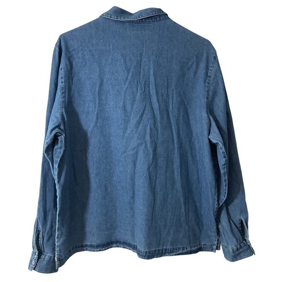 Vintage 90’s Lemon Grass Christmas Denim Shirt Top Snowman Sz Large - Picture 2 of 8